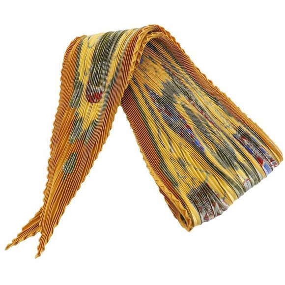 Hermes Pleated Carre LES Tambours Tambour Drum Silk Orange Women's Scarf - Picture 2 of 8